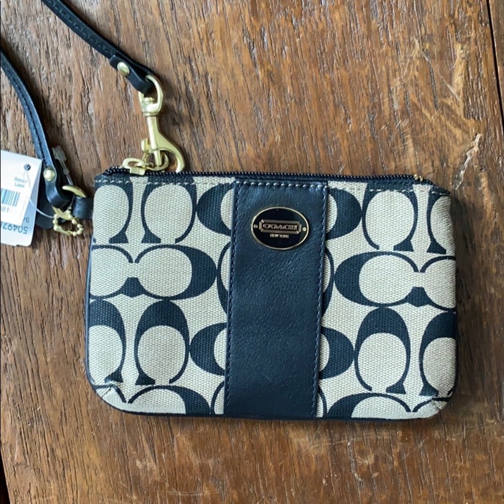 Coach Classic Khaki / Black Wristlet - NWT
